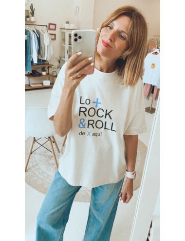 Camiseta beige mensaje rock